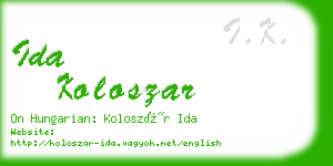 ida koloszar business card